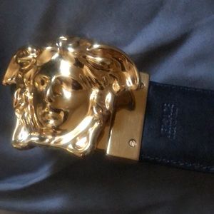 100% GIANNI VERSACE MEDUSA BAROQUE /BLACK  BELT SIZE 32 95 cm Reversible belt